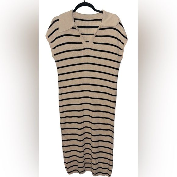Striped Beige and Black Knit Dress - Picture 2 of 3